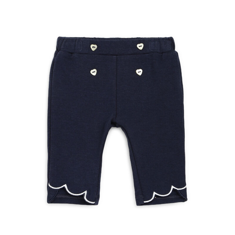 Girls Dark Blue Solid Long Trouser image number null